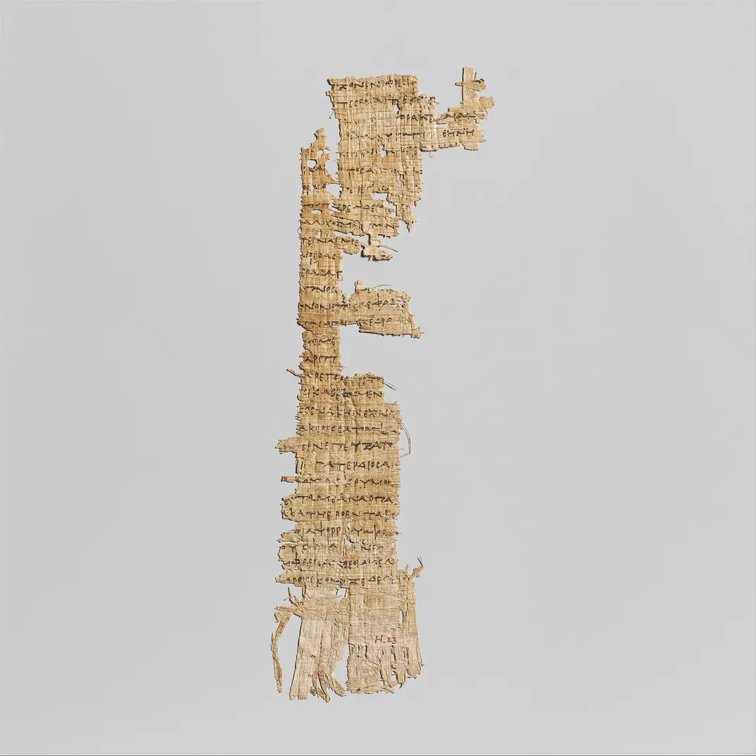 A papyrus fragment containing versus from Homer's Odyssey