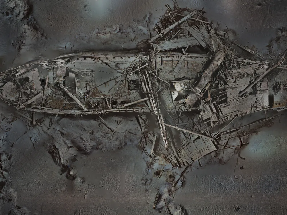 Overhead view of shipwreck