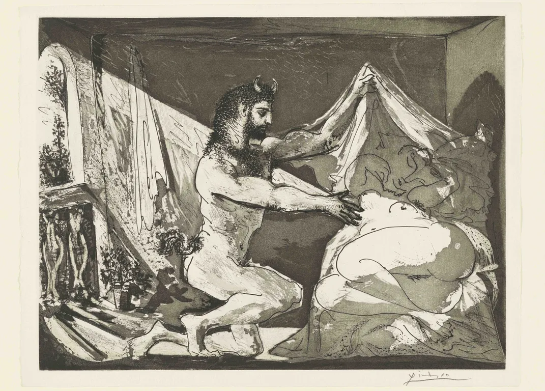 Faun Uncovering a Woman